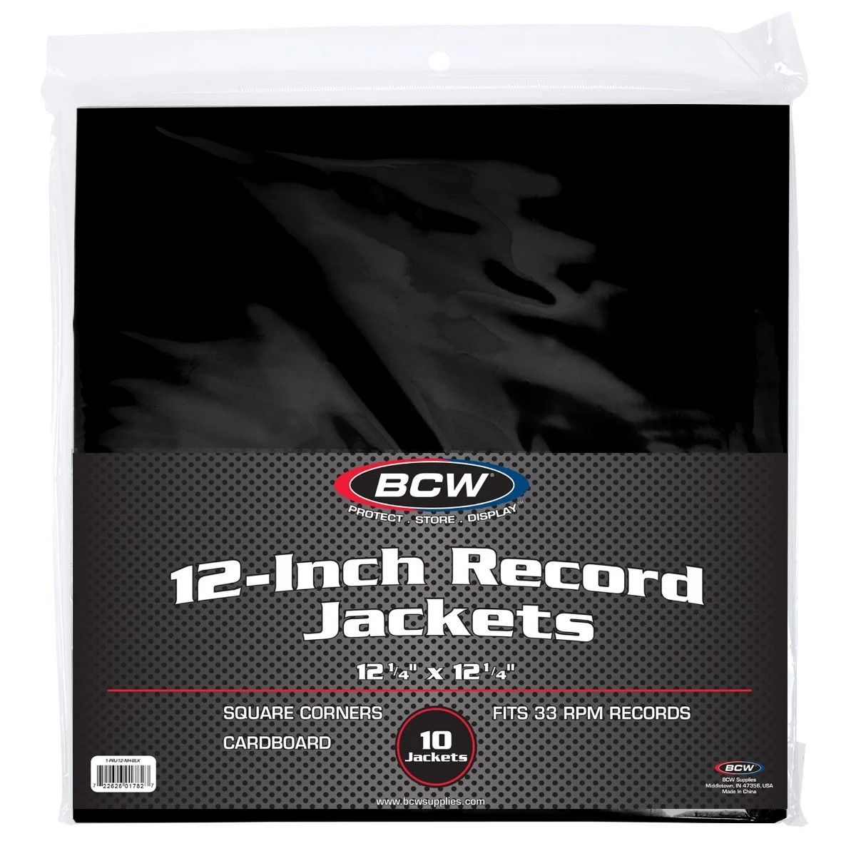 CARDBOARD RECORD JACKET 12 INCH-NO HOLE-BLACK