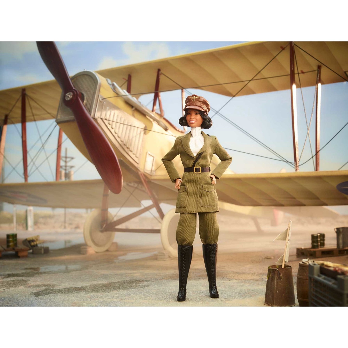 Barbie Inspiring Women Bessie Coleman Collectible Doll with Aviator Suit, Helmet and Goggles