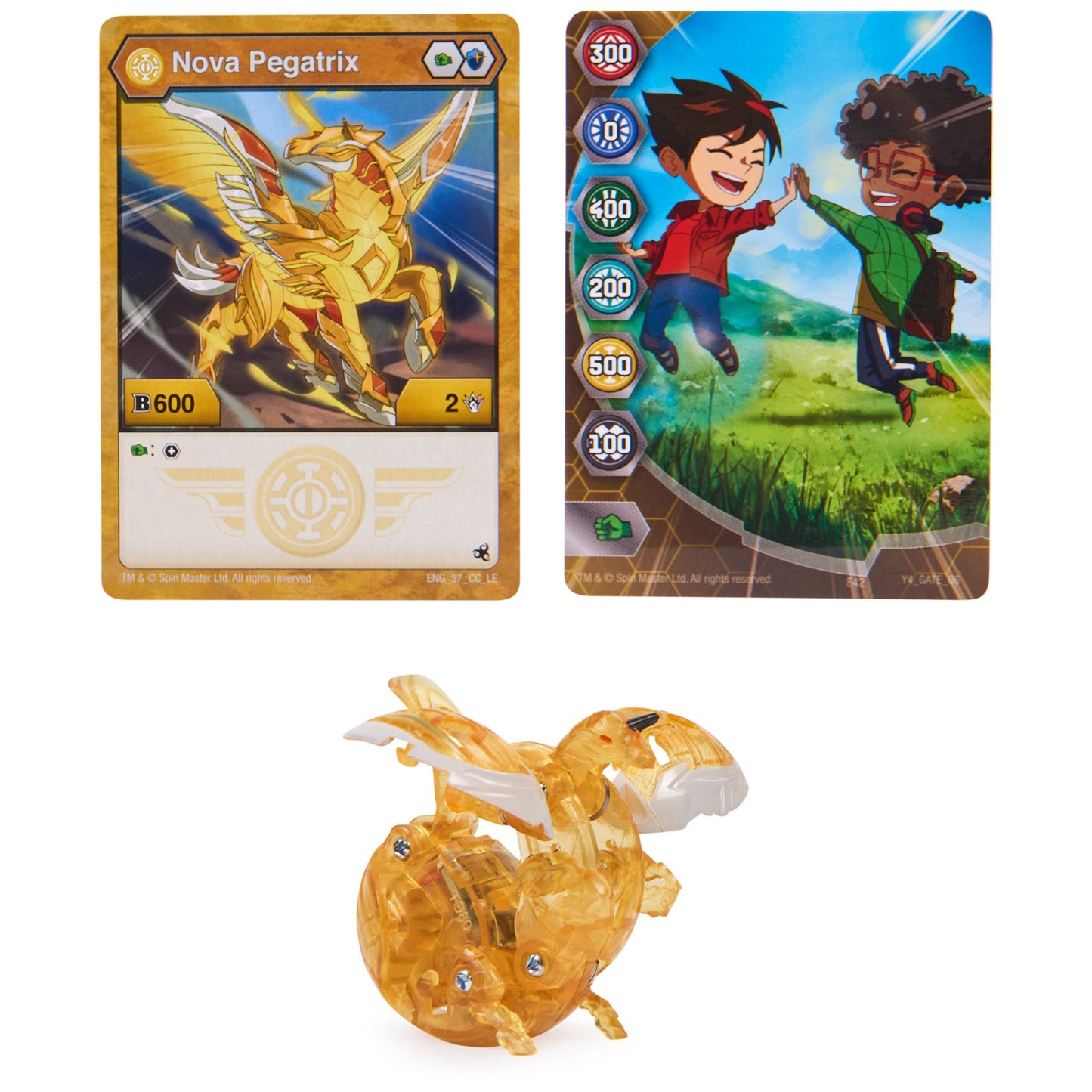 Bakugan Legends, Nova Pegatrix (Gold), Light Up Bakugan Action Figures with Trading Card