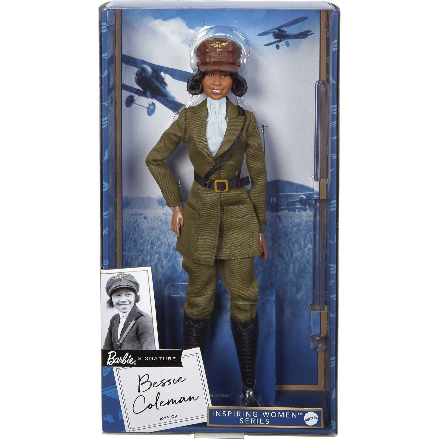 Barbie Inspiring Women Bessie Coleman Collectible Doll with Aviator Suit, Helmet and Goggles