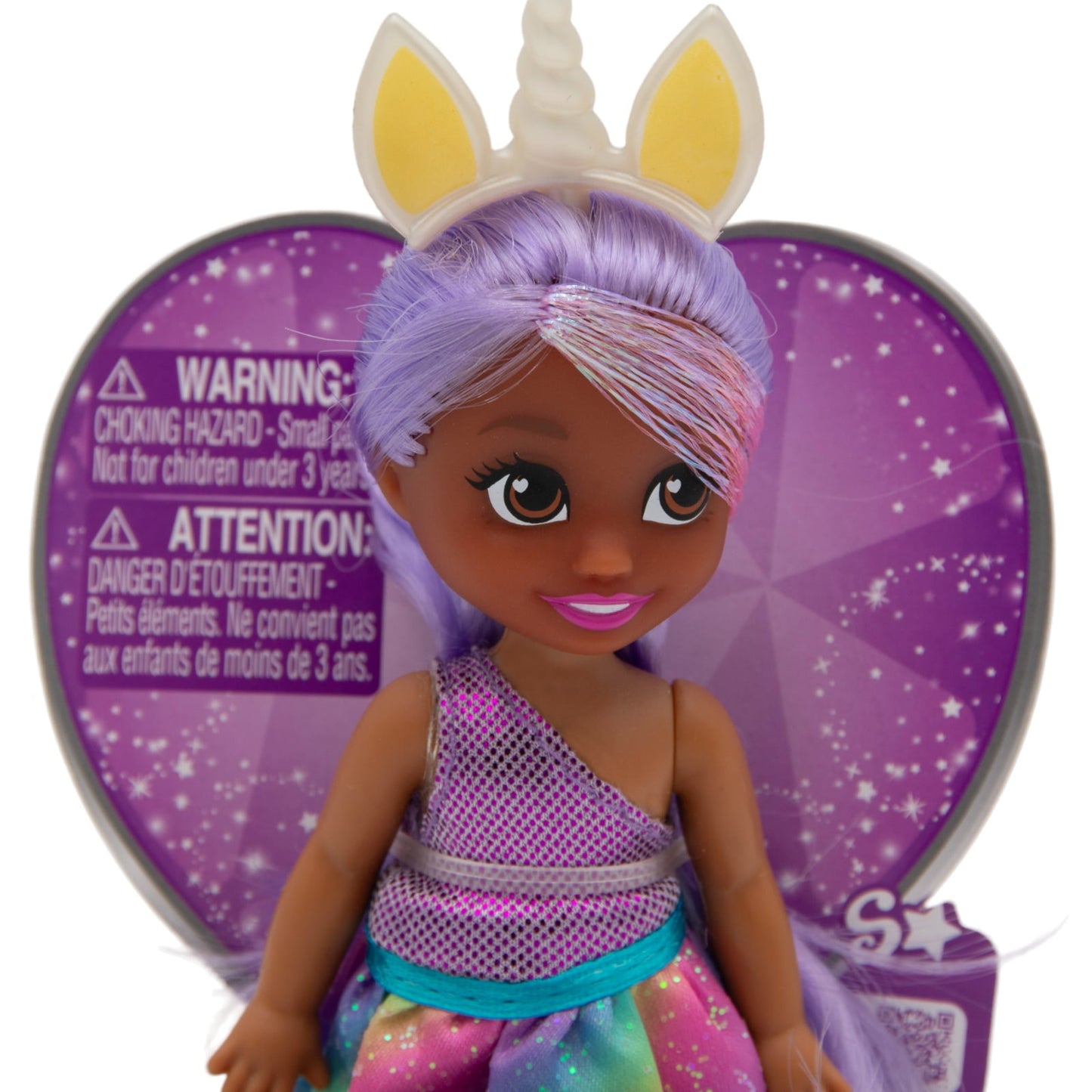 Sparkle Girlz Unicorn Princess Purple Hair with Rainbow Dress Mini Doll