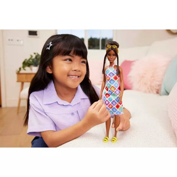 Barbie Fashionistas Doll #210 with Bun and Crochet Halter Dress