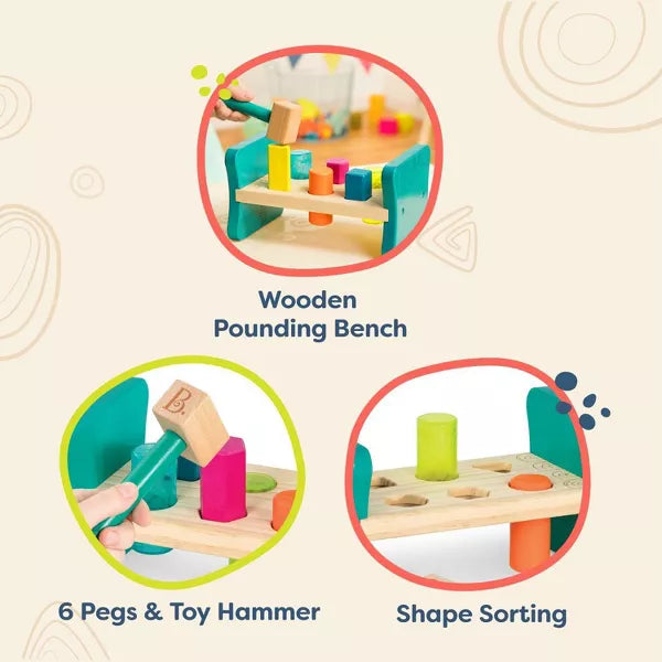 B. toys Wooden Shape Sorter - Colorful Pound & Play