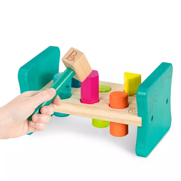 B. toys Wooden Shape Sorter - Colorful Pound & Play