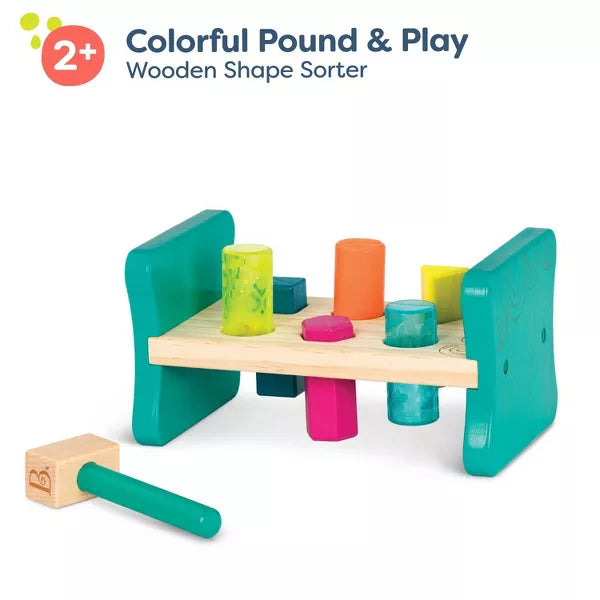 B. toys Wooden Shape Sorter - Colorful Pound & Play