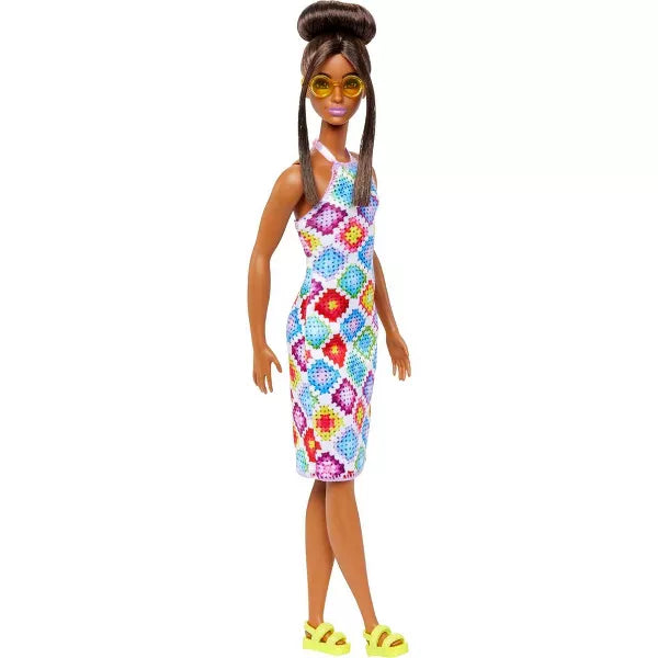 Barbie Fashionistas Doll #210 with Bun and Crochet Halter Dress
