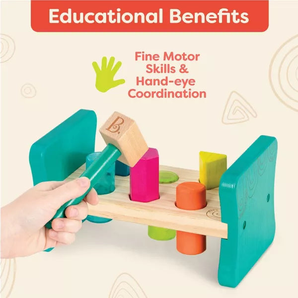 B. toys Wooden Shape Sorter - Colorful Pound & Play
