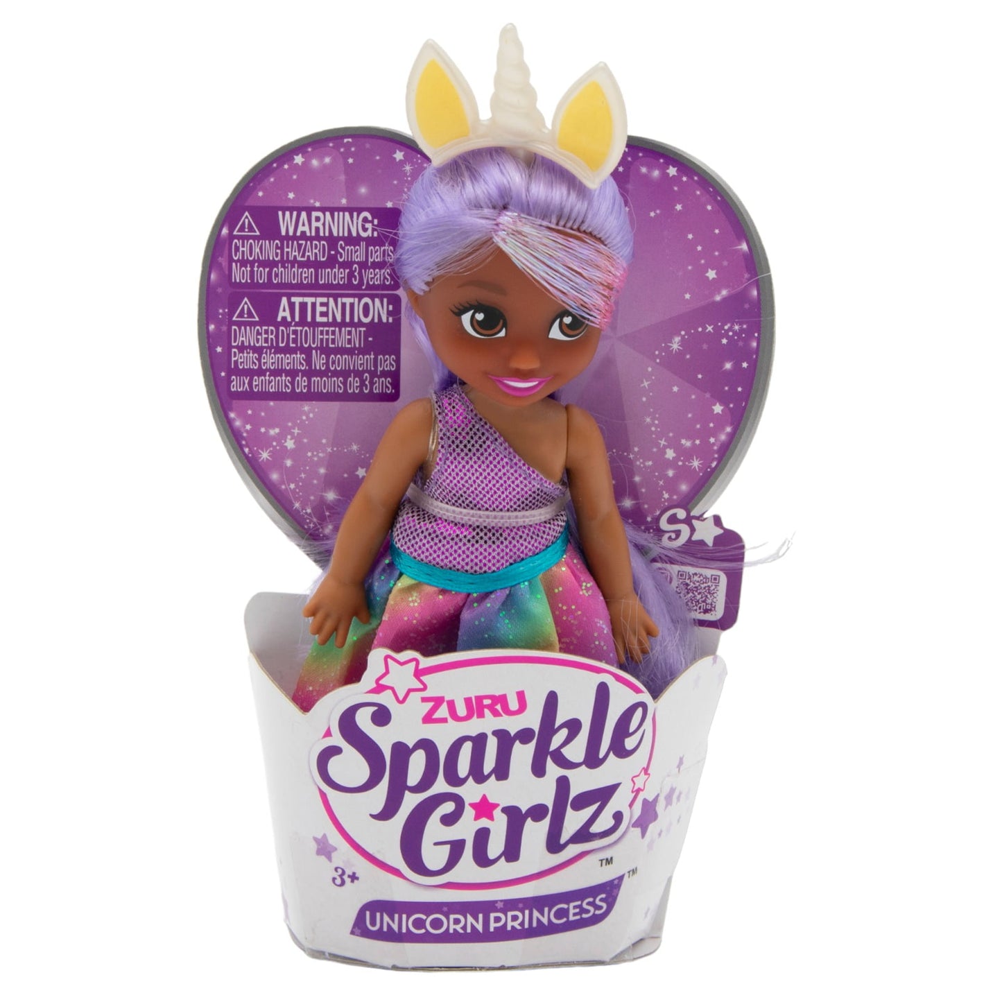 Sparkle Girlz Unicorn Princess Purple Hair with Rainbow Dress Mini Doll