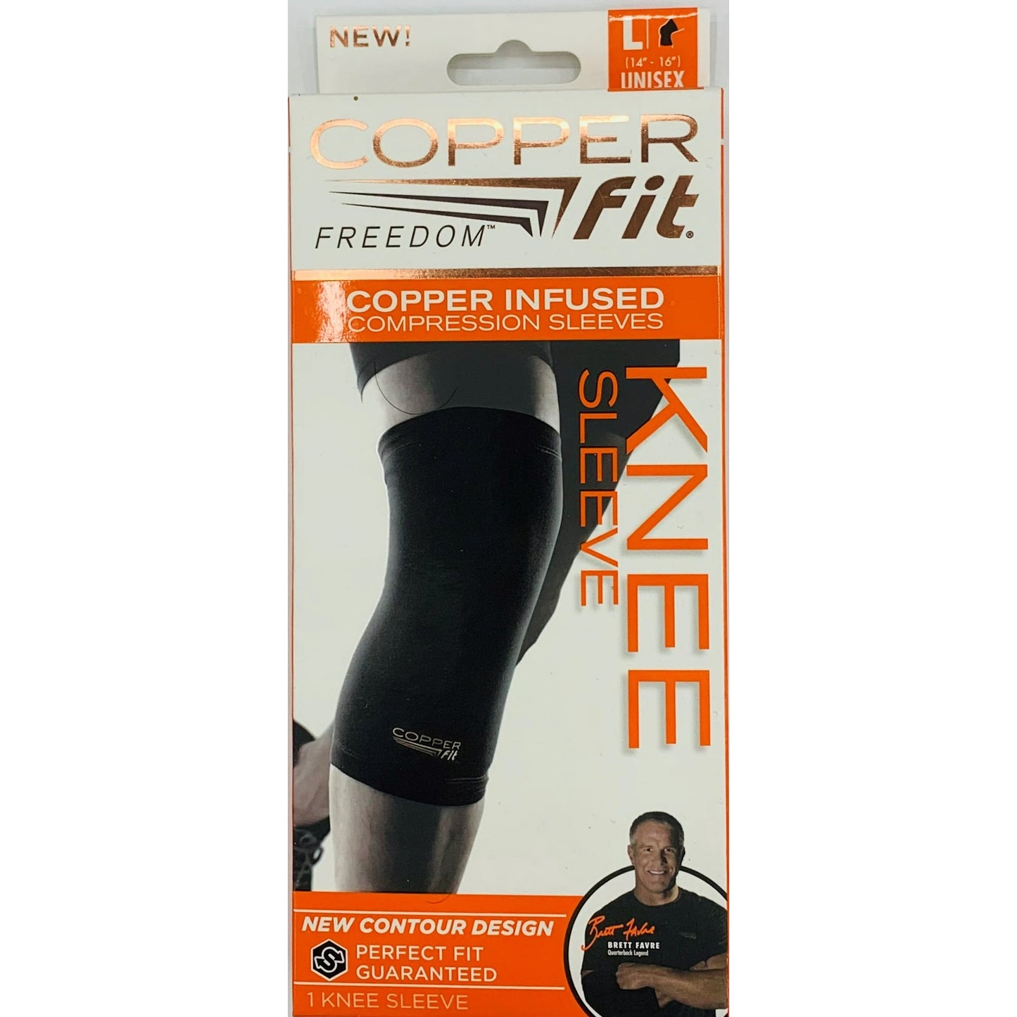 Copper Fit® Copper-infused Freedom Knee Compression Sleeve, 14"-16", Large