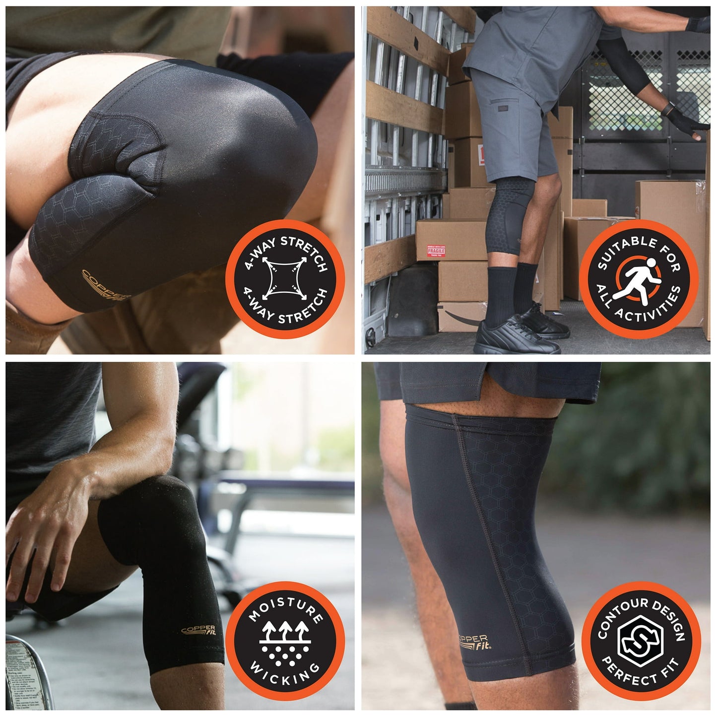 Copper Fit® Copper-infused Freedom Knee Compression Sleeve, 14"-16", Large