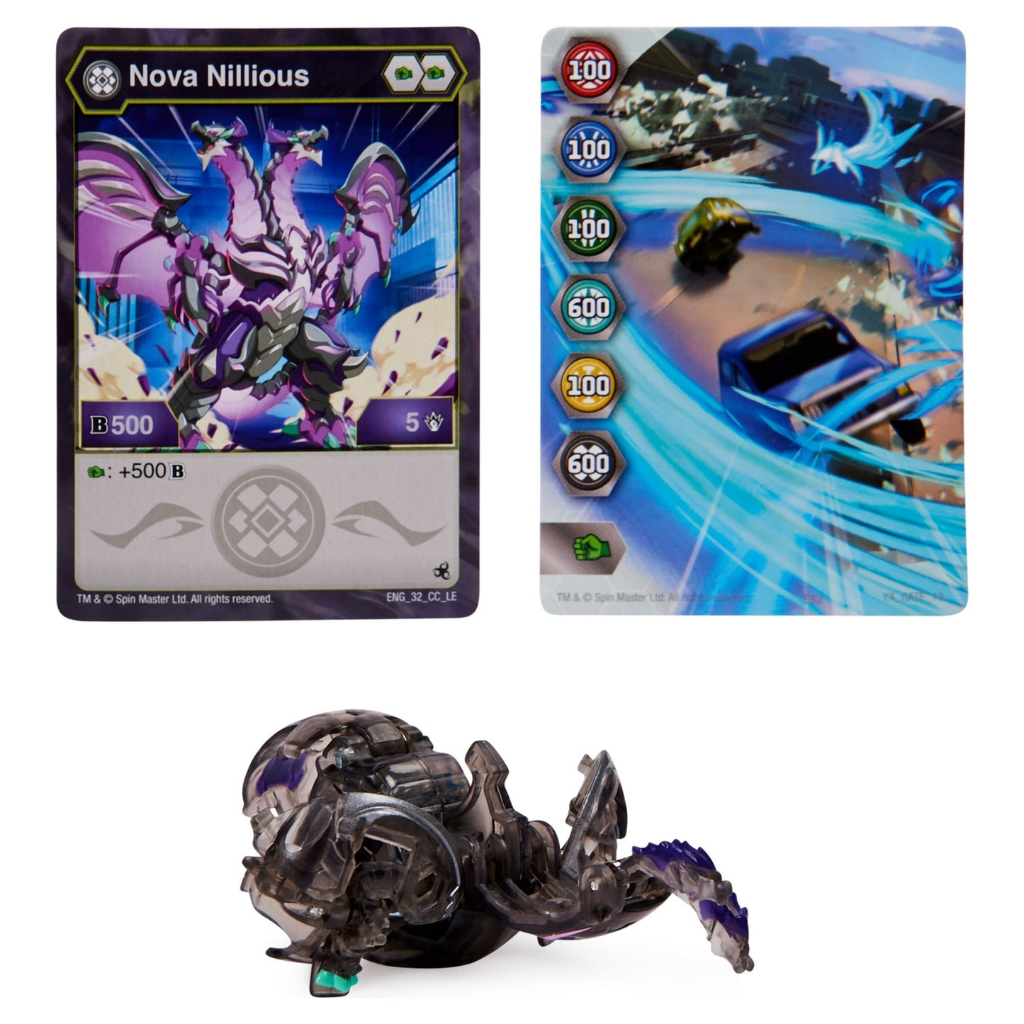 Bakugan Legends, Nova Nillious (Black), Light Up Bakugan Action Figures with Trading Card