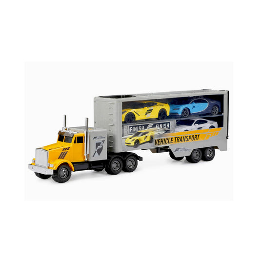 1:24 Forza L&S Hauler W/ 3 Pull Back Vehicles