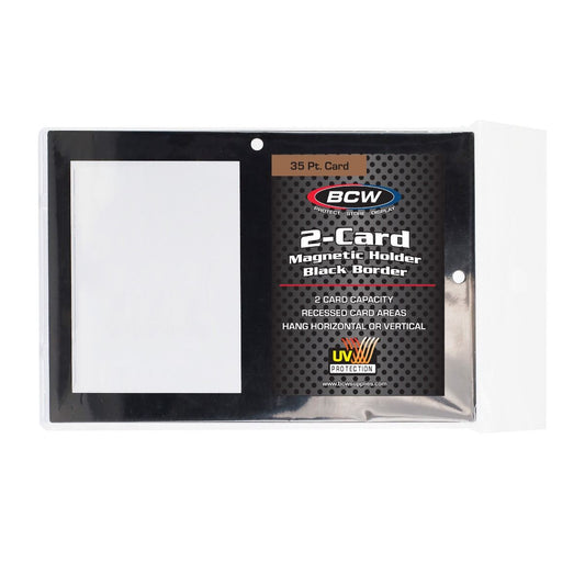 MAGNETIC 2-CARD HOLDER - 35 PT - BLACK BORDER