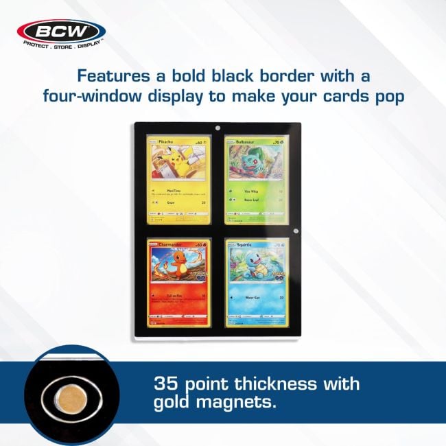 MAGNETIC 4-CARD HOLDER - 35 PT - BLACK BORDER