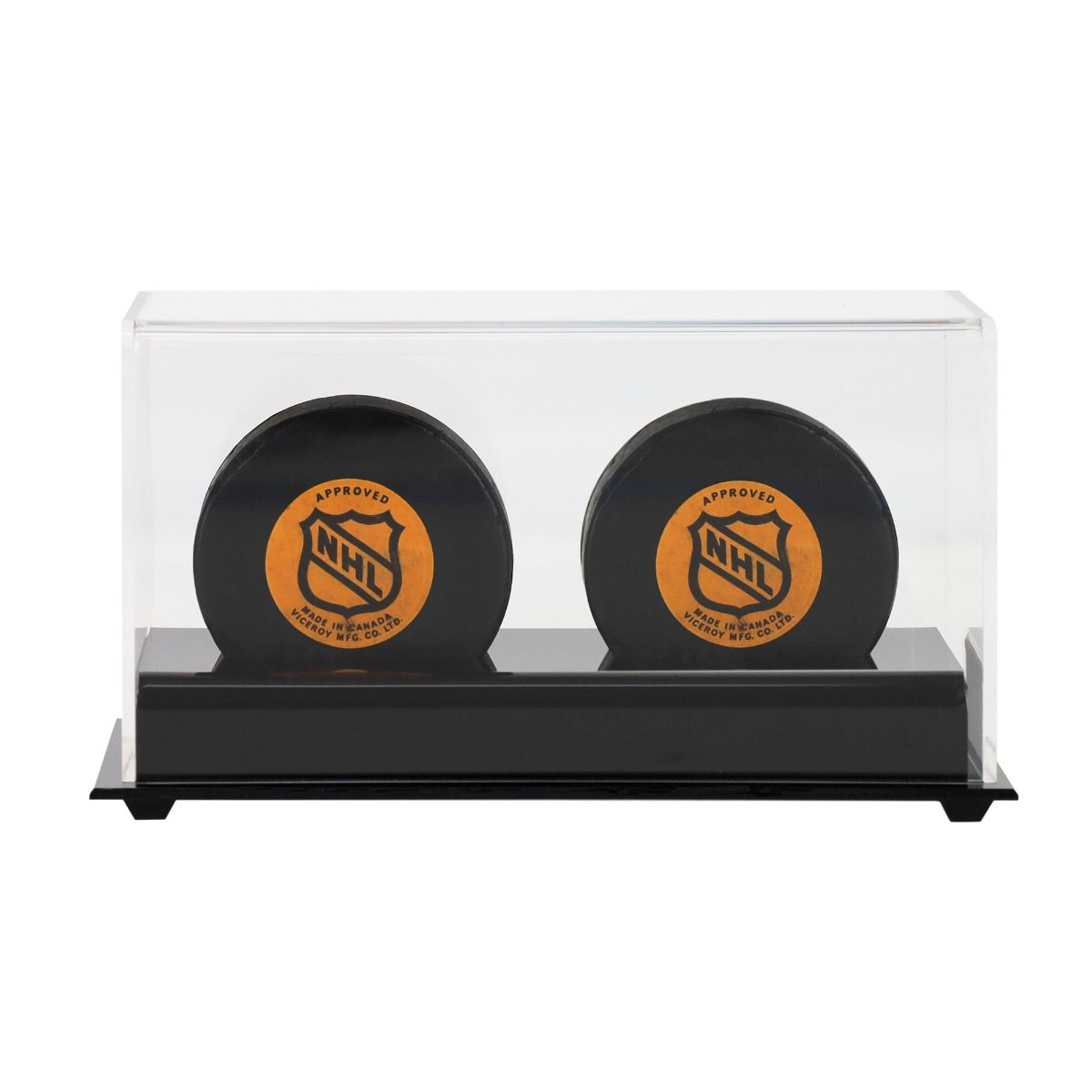 ACRYLIC BASE DOUBLE HOCKEY PUCK DISPLAY