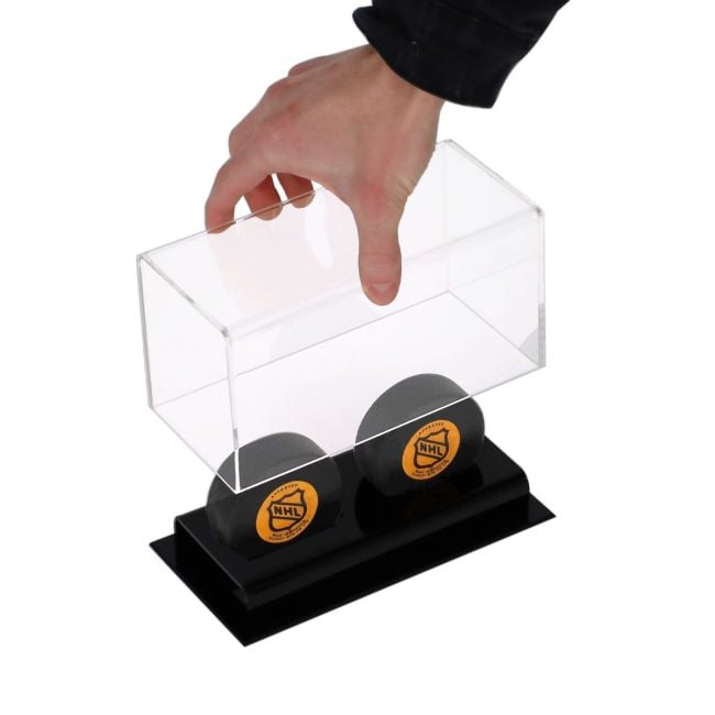 ACRYLIC BASE DOUBLE HOCKEY PUCK DISPLAY