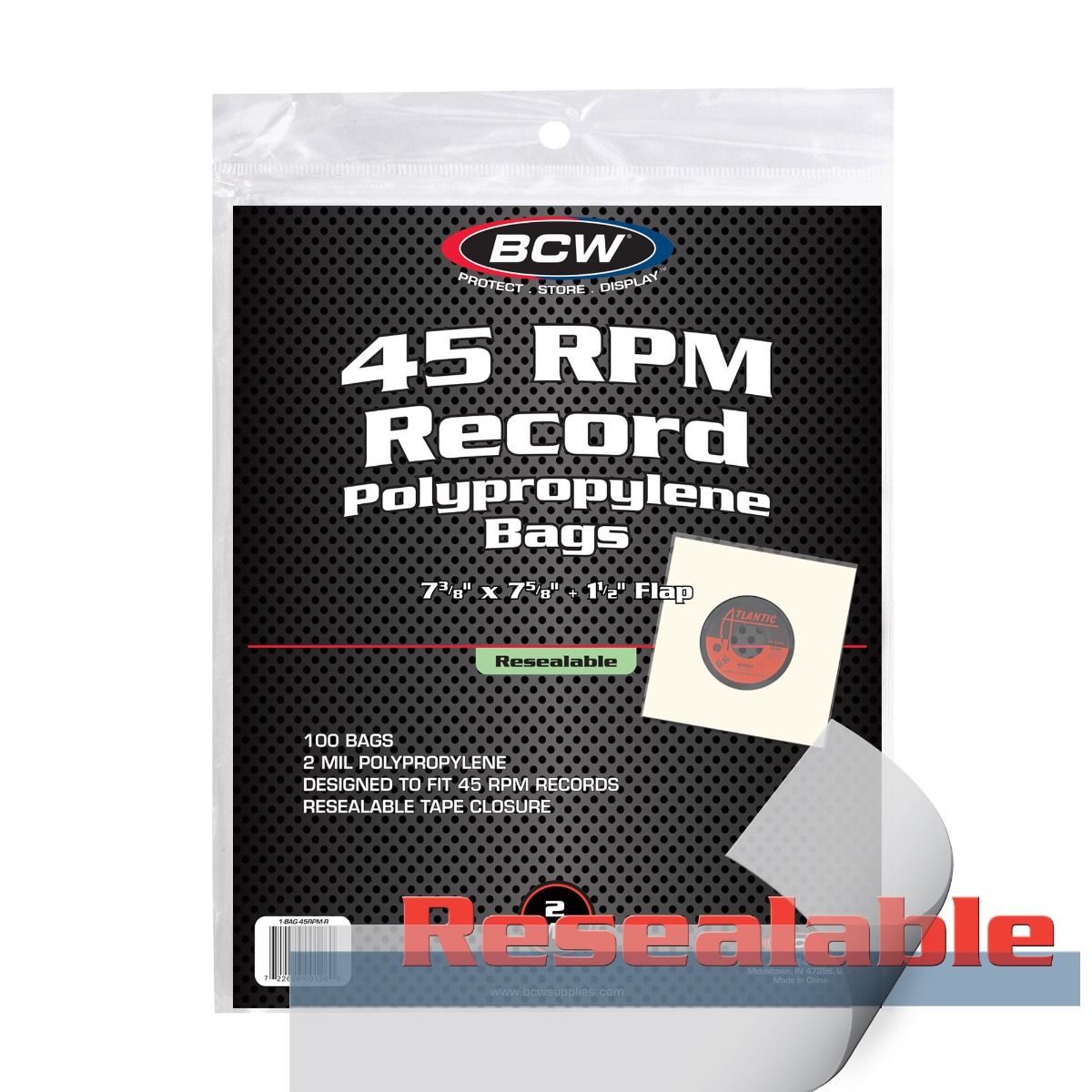 RESEALABLE 45 RPM BAGS - 7 3/8 X 7 5/8 - 100ct