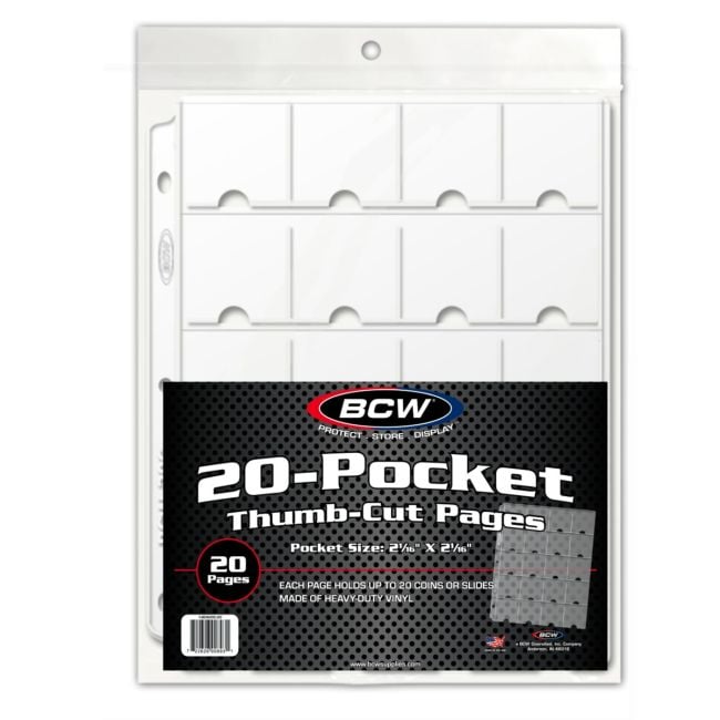 VINYL 20-POCKET PAGES WITH THUMB CUT (20 CT. PACK)