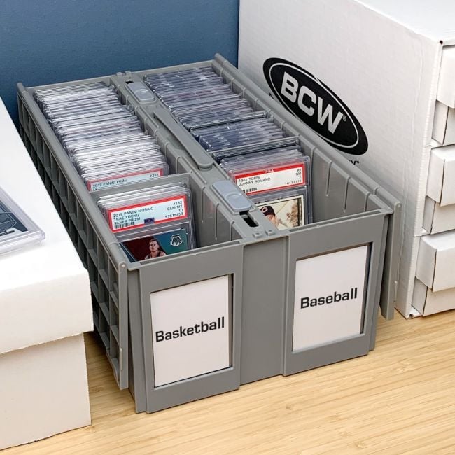 GRADED CARD BIN -TWO ROW- GRAY