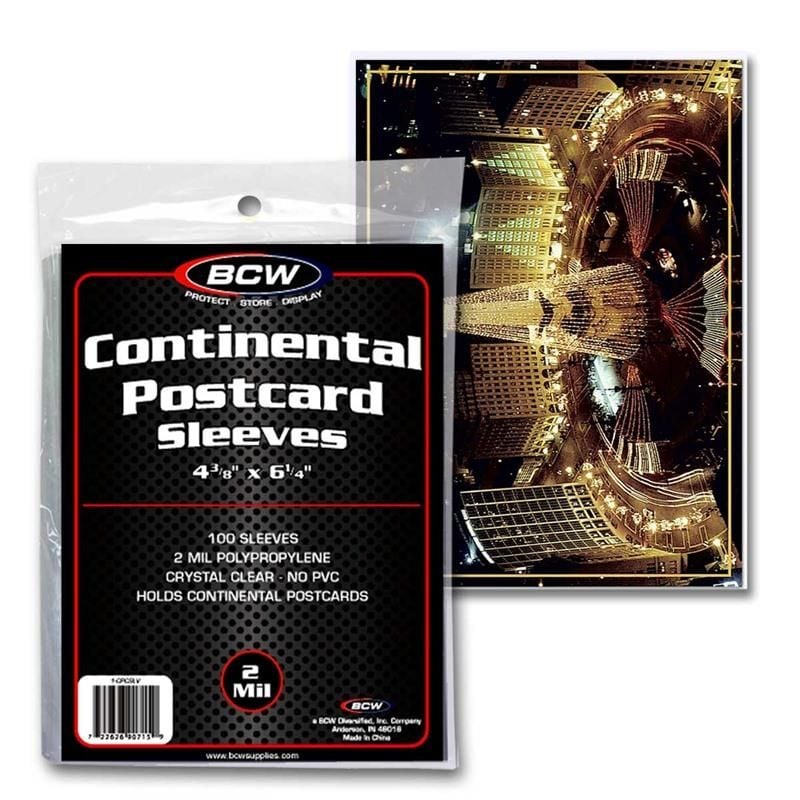 CONTINENTAL POSTCARD SLEEVES - 4 3/8 X 6 1/4