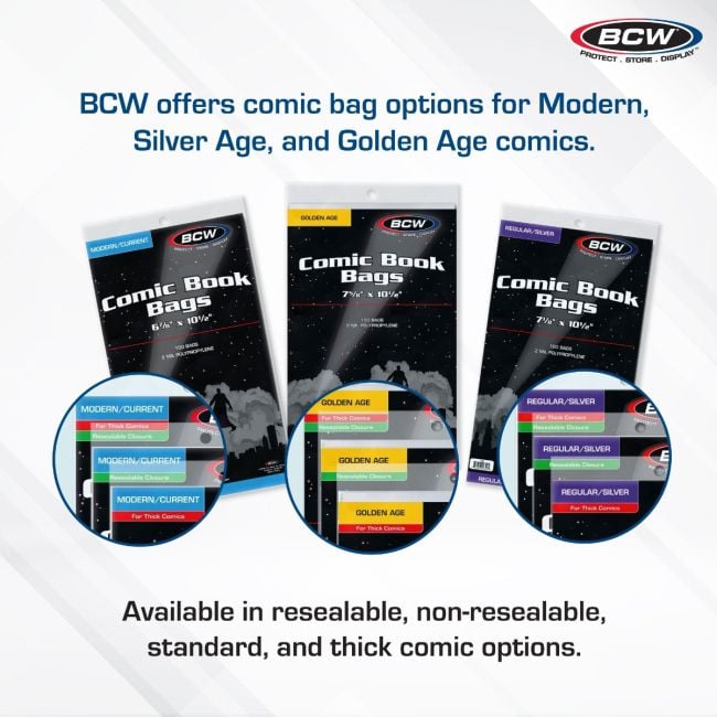 RESEALABLE GOLDEN COMIC BAGS - THICK - 8 X 10 1/2