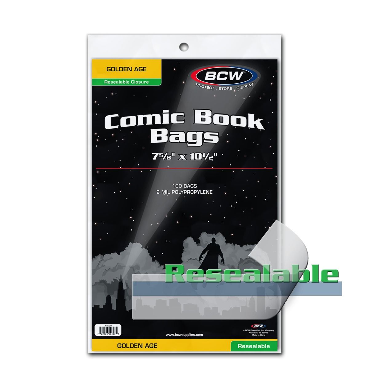 RESEALABLE GOLDEN COMIC BAGS - 7 5/8 X 10 1/2