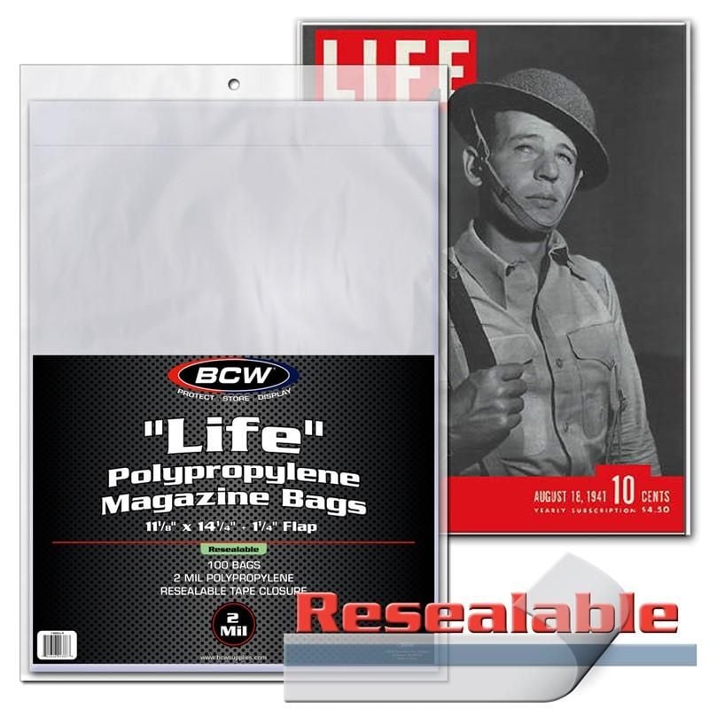 RESEALABLE "LIFE" MAGAZINE BAGS - 11 1/8 X 14 1/4