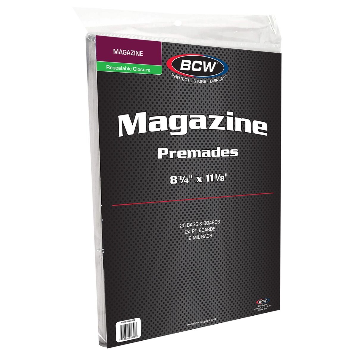 PREMADE RESEALABLE MAGAZINE BAG AND BOARD - 25 CT PACK