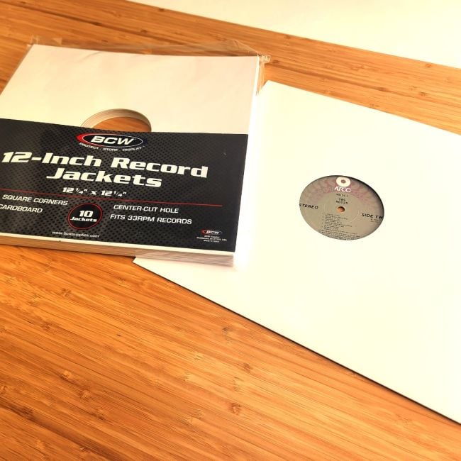 CARDBOARD RECORD JACKET 12 INCH-WITH HOLE-WHITE