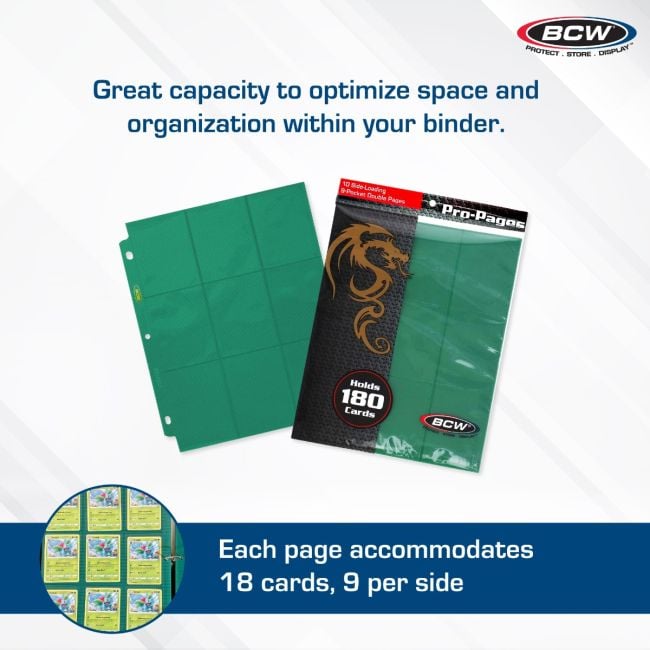 SIDE LOADING 18-POCKET PRO PAGES - GREEN