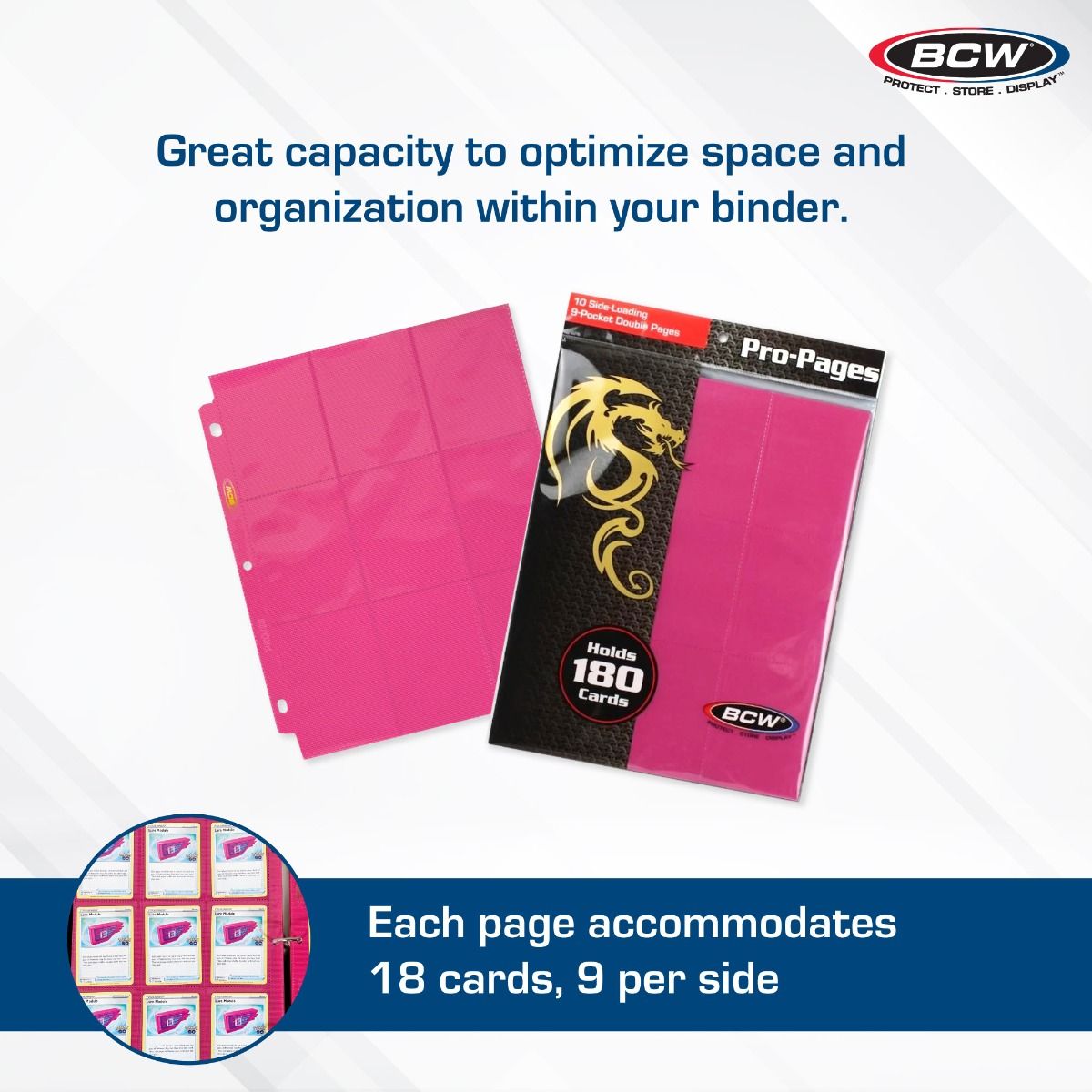 SIDE LOADING 18-POCKET PRO PAGES - PINK