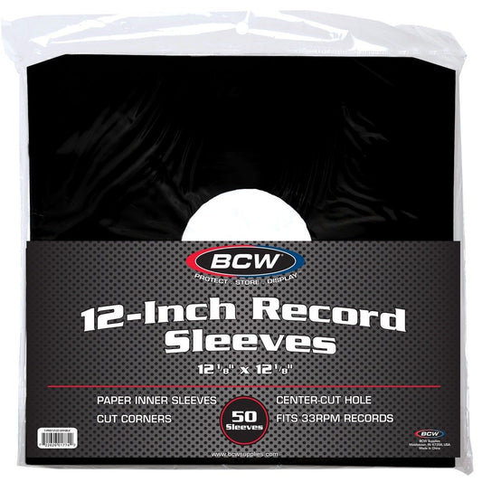 PAPER RECORD INNER SLEEVES 12 INCH-CUT CORNERS-BLACK