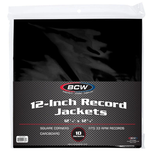 CARDBOARD RECORD JACKET 12 INCH-NO HOLE-BLACK