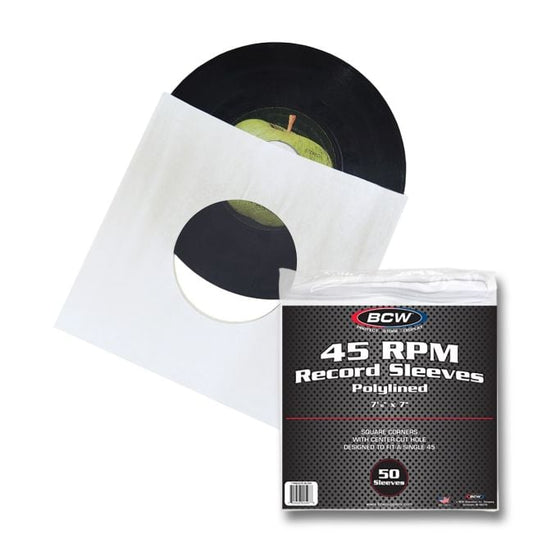 PAPER RECORD SLEEVES 45 RPM-PL-SQ-WH