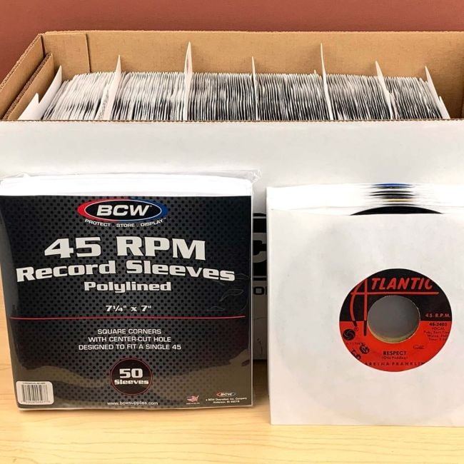 PAPER RECORD SLEEVES 45 RPM-PL-SQ-WH