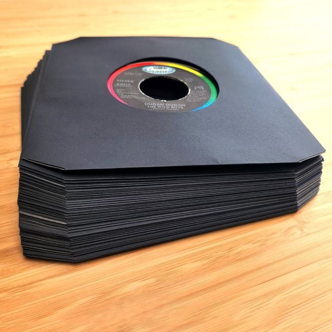 PAPER RECORD INNER SLEEVES 7 INCH-CUT CORNERS-BLACK