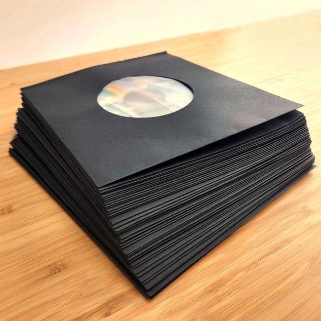 PAPER RECORD SLEEVES 7-INCH-POLYLINED-SQUARE CORNERS-BLACK