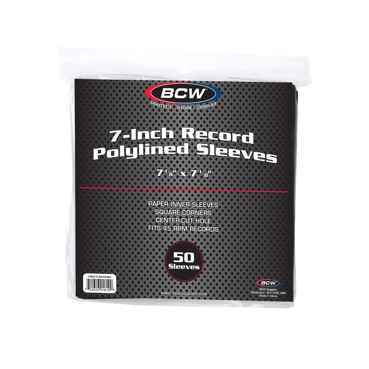 PAPER RECORD SLEEVES 7-INCH-POLYLINED-SQUARE CORNERS-BLACK