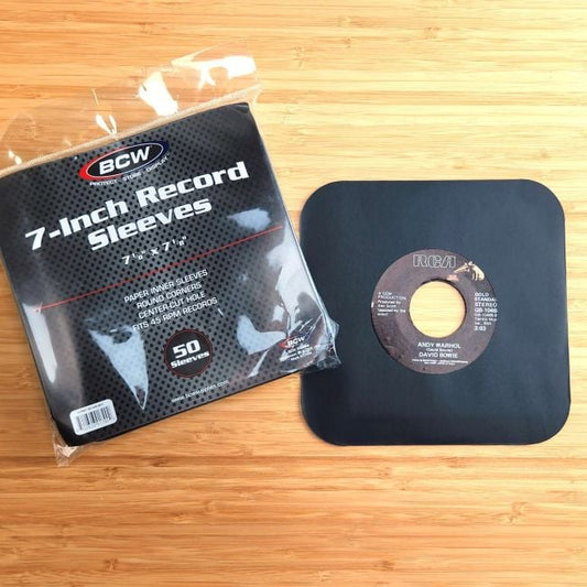 PAPER RECORD INNER SLEEVES 7 INCH-ROUNDED CORNERS-BLACK