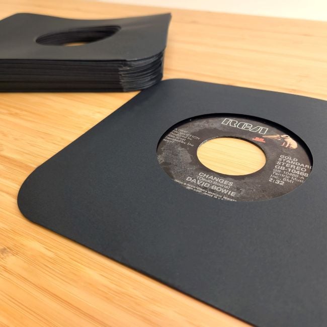 PAPER RECORD INNER SLEEVES 7 INCH-ROUNDED CORNERS-BLACK