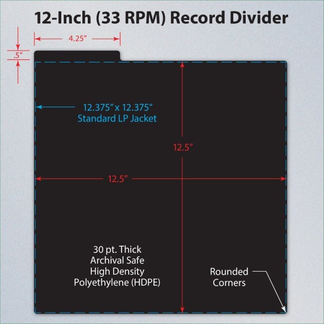 12 INCH RECORD DIVIDERS - BLACK