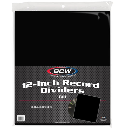 12 INCH RECORD DIVIDERS - TALL - BLACK