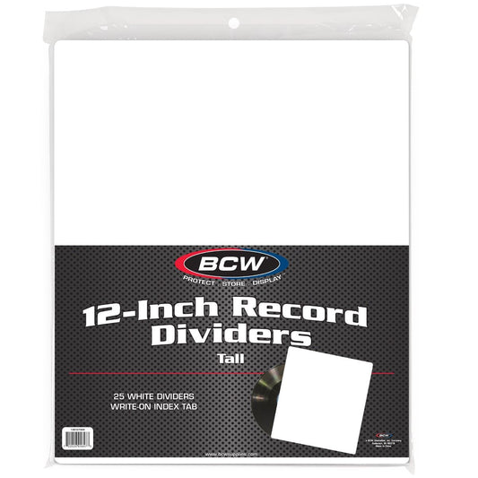 12 INCH RECORD DIVIDERS - TALL - WHITE