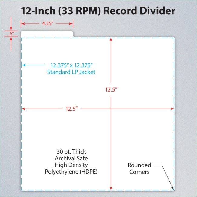 12 INCH RECORD DIVIDERS - WHITE