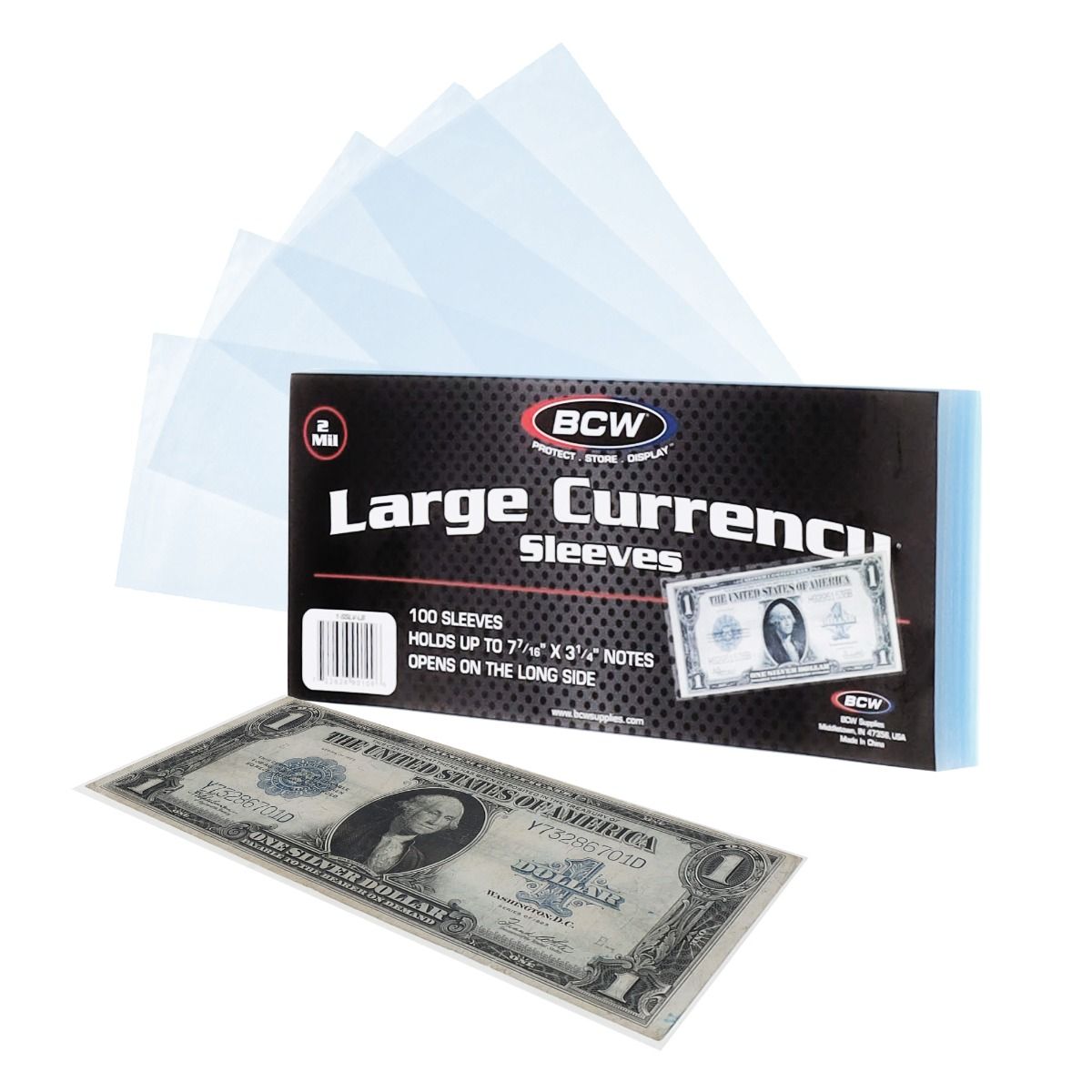 CURRENCY SLEEVES - LARGE BILL - 7 1/2 x 3 1/4