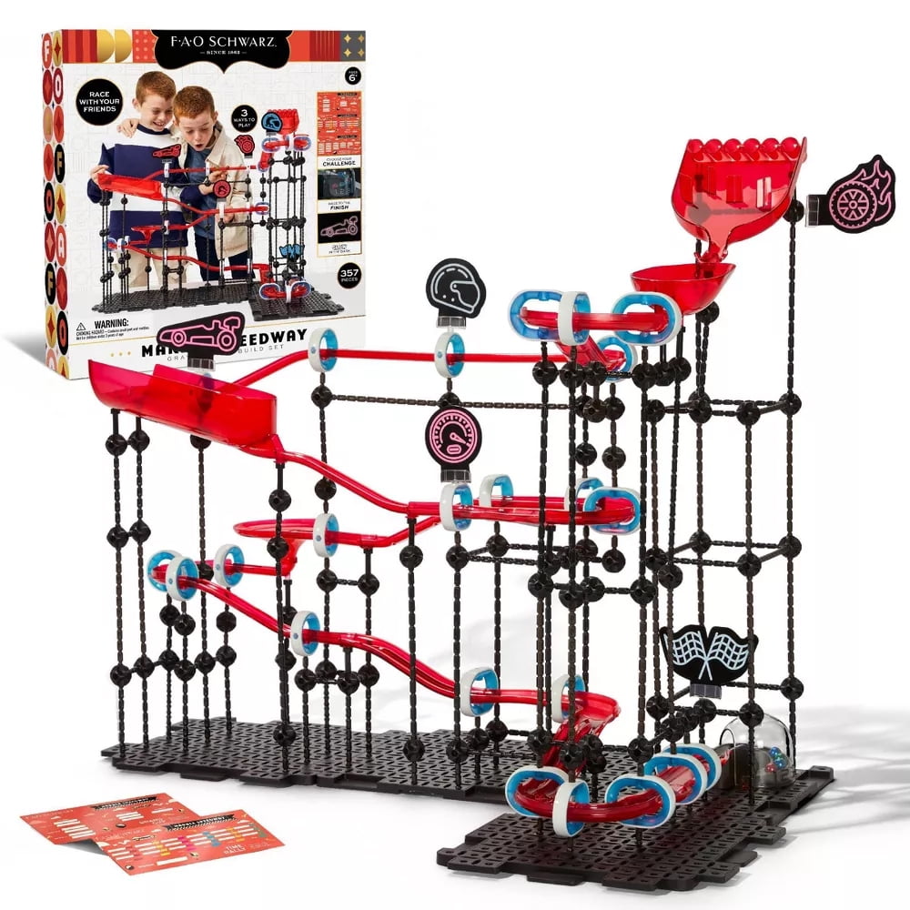 FAO Schwarz Marble Speedway Gravity Race Build Set, 357 Pieces
