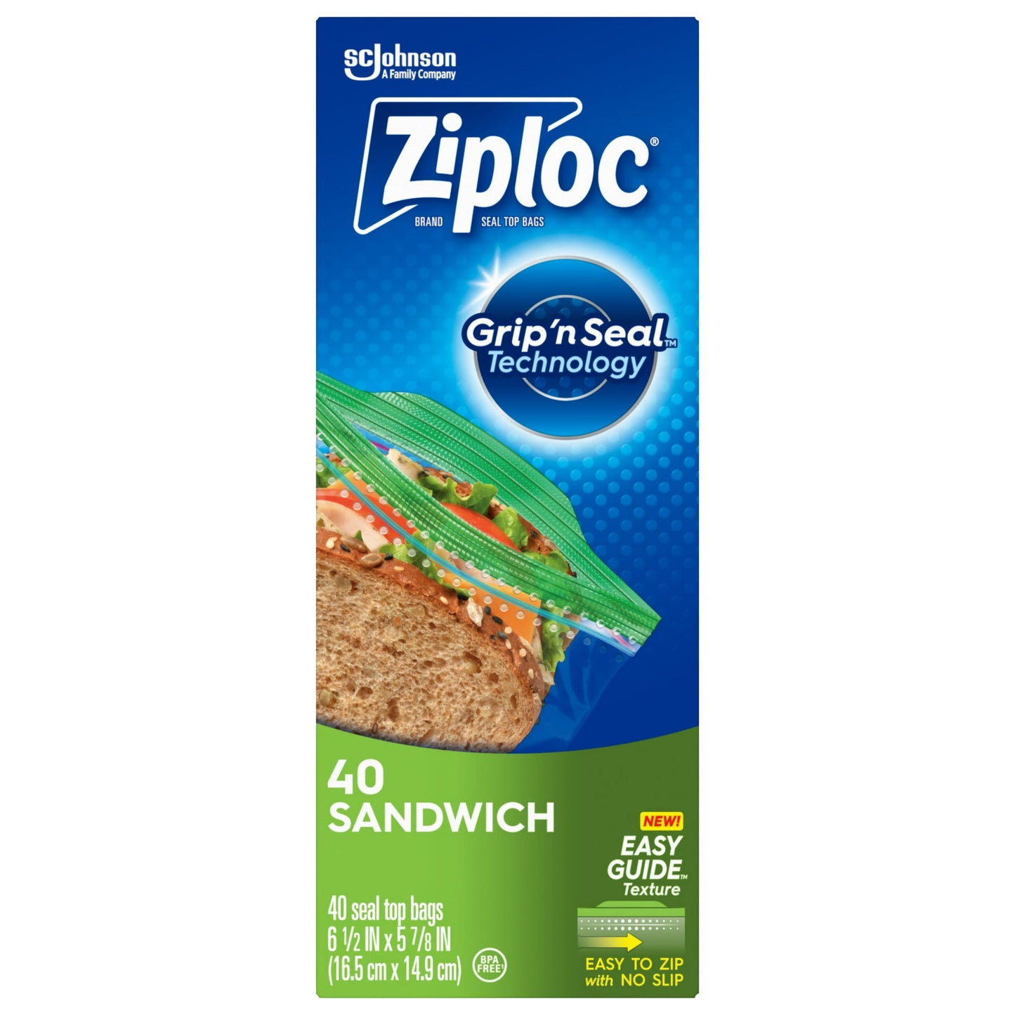 Ziploc® Sandwich Bags with EasyGuide™ 40 Count