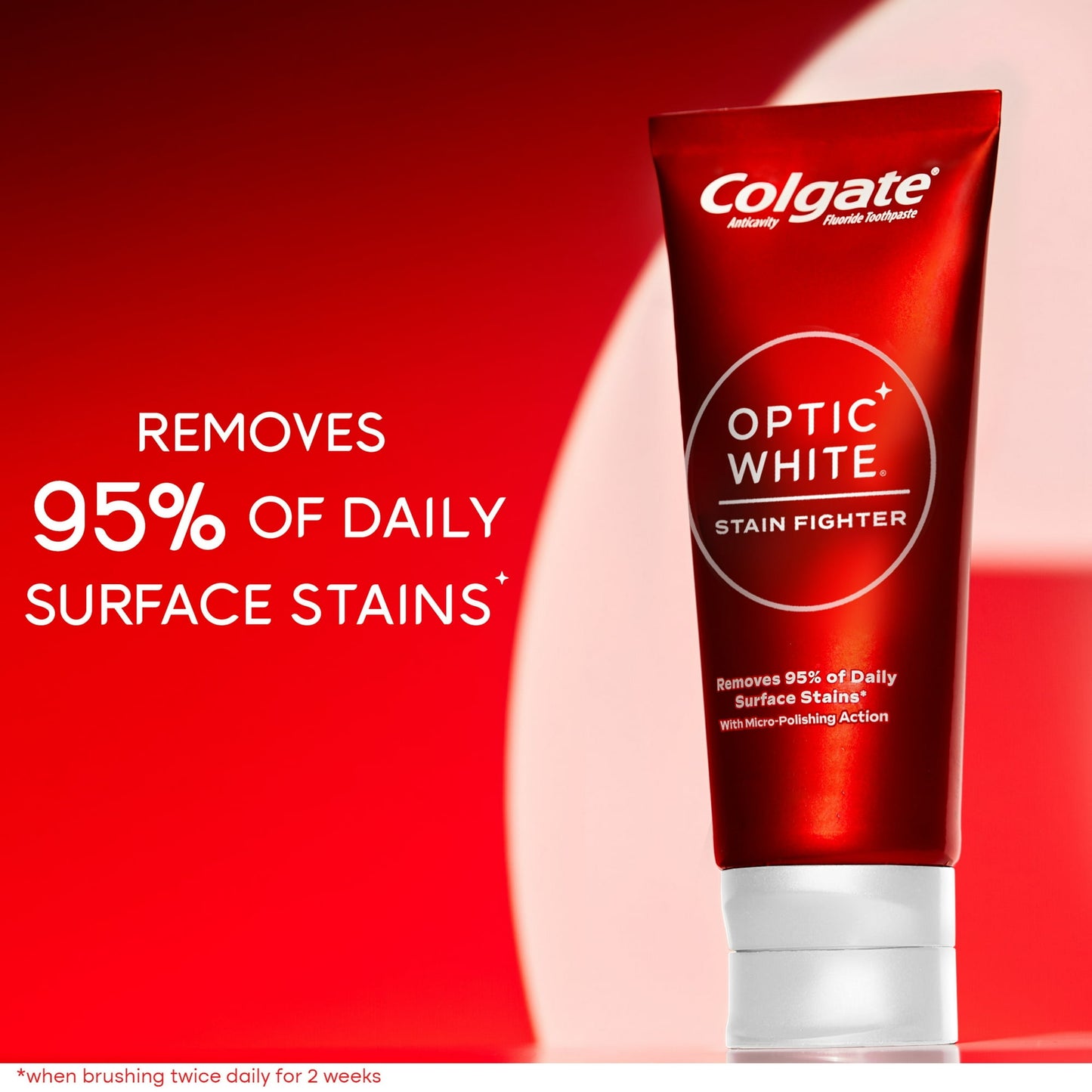 Colgate Optic White Stain Fighter Toothpaste with Baking Soda, Clean Mint Paste, 6.0 oz