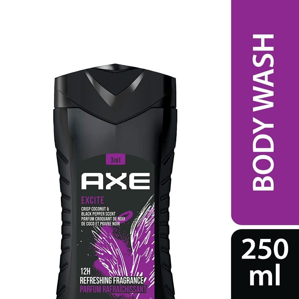 Axe 3 in 1 Body Face Hair Wash for Men 250 Ml Pack 8.45oz Dark Temptation Excite