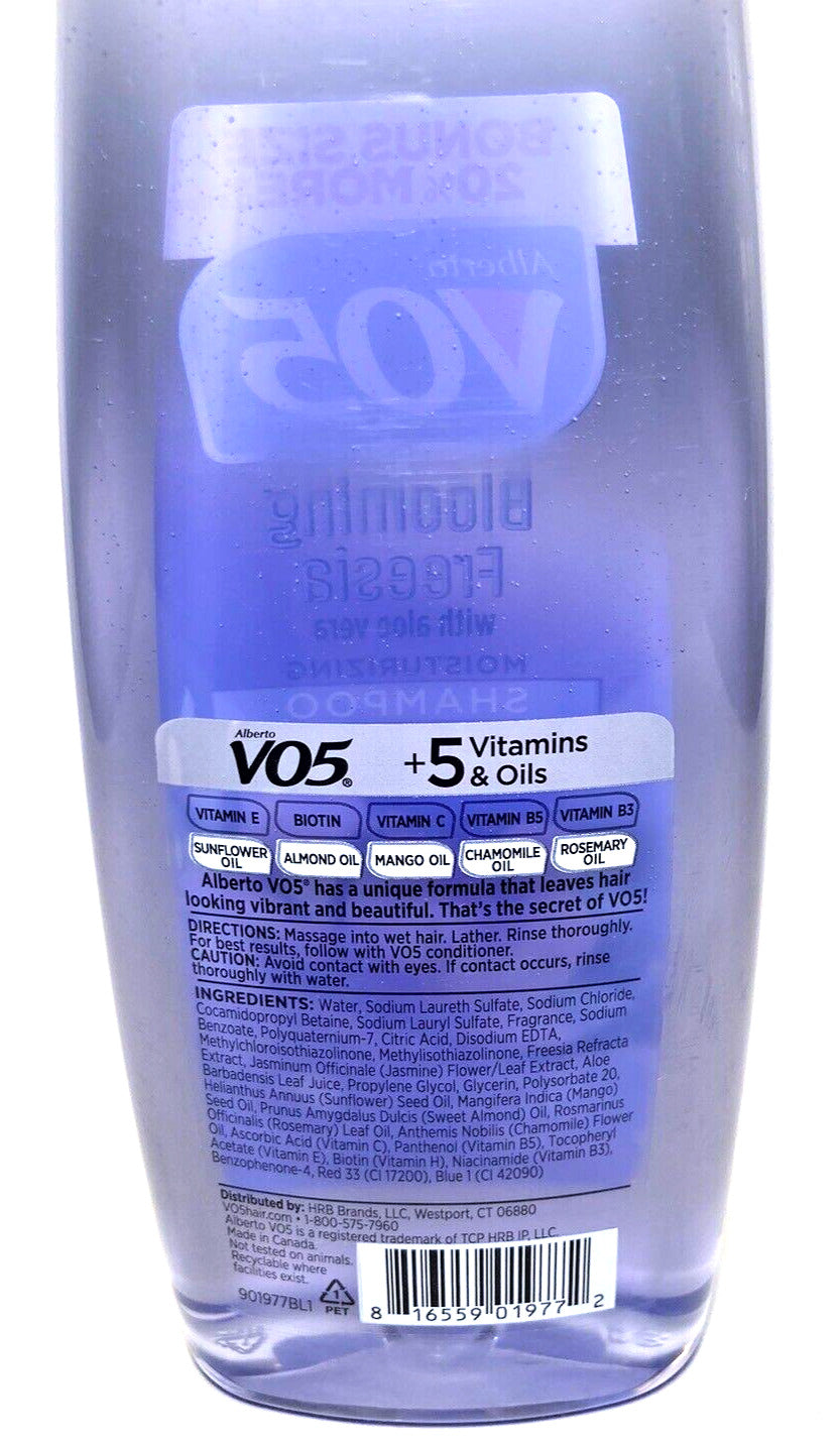 (4) V05 - Blooming Freesia SHAMPOO with Aloe Vera - 12.5 + 20% = 15 Oz - VO5